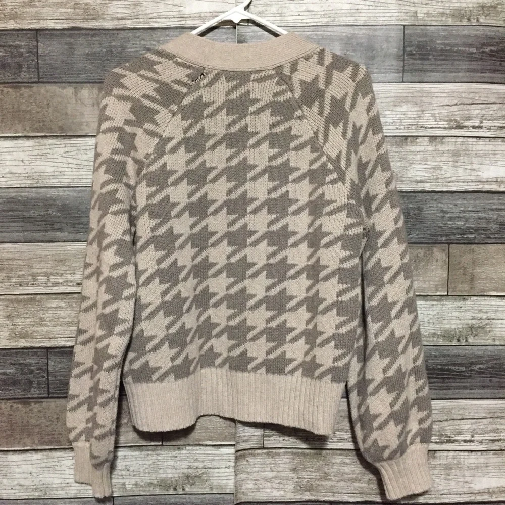 Abercrombie Fitch Houndstooth Plaid Open Front Cardigan Sweater Women’s XS FLAW - Picture 5 of 9